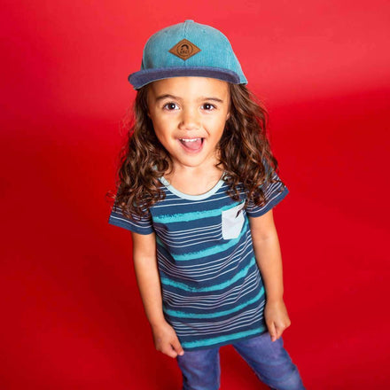 Short Sleeve Chest Pocket Tee - 'Artsy Stripe' - Midnight