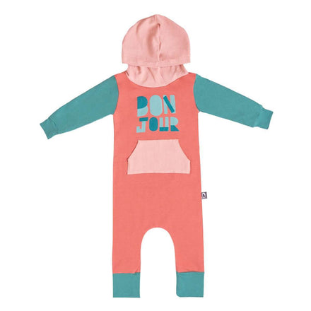 3/4 Sleeve Hooded Pocket Rag - 'Bonjour' - Dusty Cedar