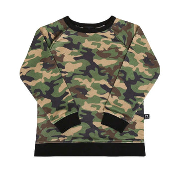 Kids Crewneck Sweatshirt - 'Camo' - Army Green
