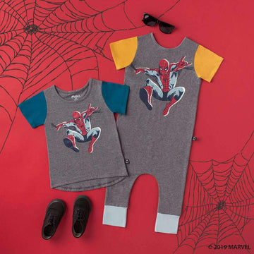 Short Sleeve Rag - 'SpiderMan' - Marvel Collection from Rags - Charcoal
