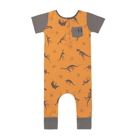 Short Sleeve Henley Rag - 'Dino' - Mustard