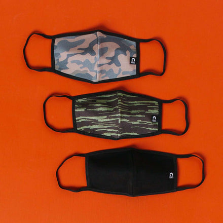 Kids Face Mask Bundle - 'Camo' - Paint Roller Olivine, Black, Camo