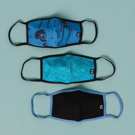 Kids Face Mask Bundle - 'Blue Skeletons' - Black, Blue Skeleton, Blue Mountains