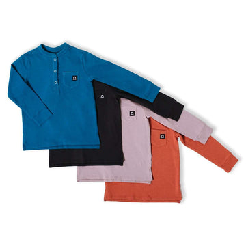 Long Sleeve Henley Pocket Kids Essentials Tee - 'Kids Tee in Multiple Colors'