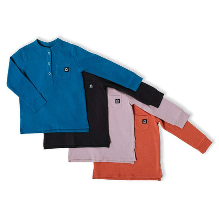 Long Sleeve Henley Pocket Kids Essentials Tee - 'Kids Tee in Multiple Colors'