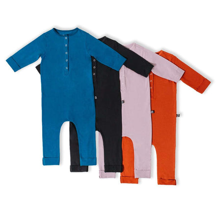 3/4 Length Sleeve Henley Essentials Rag Romper - 'Rag in Multiple Colors'