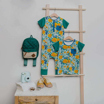 Kids OG Style Tee - 'Rose Floral' - Cameo Blue