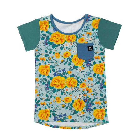 Kids OG Style Tee - 'Rose Floral' - Cameo Blue