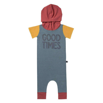 Short Sleeve Hooded Rag - 'Good Times' - Goblin Blue