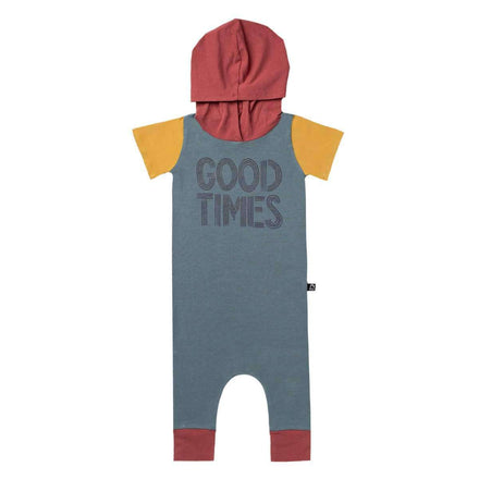Short Sleeve Hooded Rag - 'Good Times' - Goblin Blue