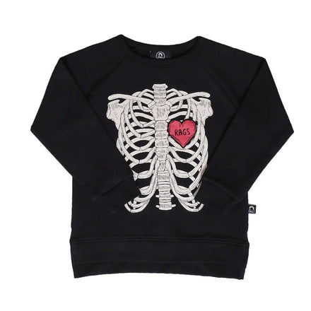 Kids Crewneck Sweatshirt - 'Skelly' - Black