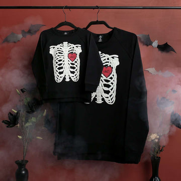 Kids Crewneck Sweatshirt - 'Skelly' - Black