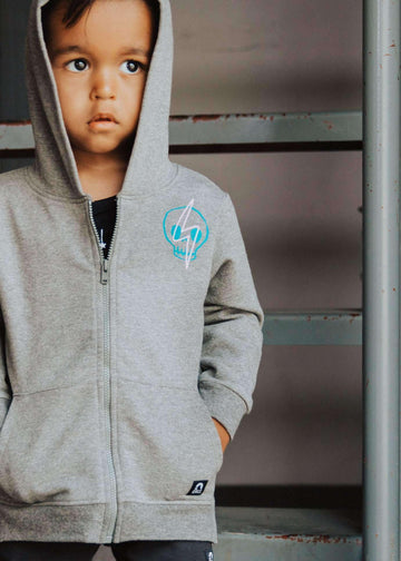 Kids Hoodie - 'Lightning Strikes' - Charcoal
