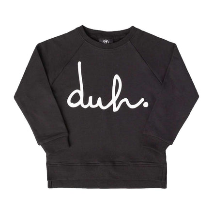 Kids Crewneck Sweatshirt - 'duh' - Black
