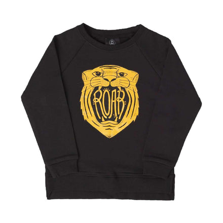 Kids Crewneck Sweatshirt - 'Roar' - Black