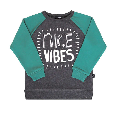 Kids Crewneck Sweatshirt - 'Nice Vibes' - Charcoal