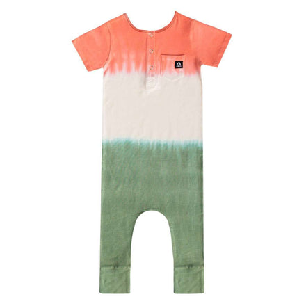 Short Sleeve Henley Rag - 'Dip Dye' - Multicolor