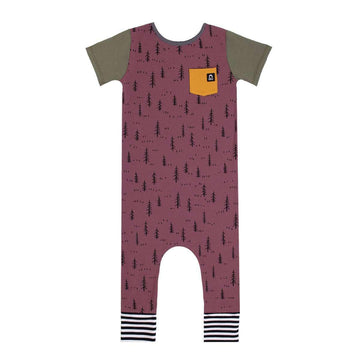 Short Sleeve Pocket Rag - 'Little Forest Print' - Purple