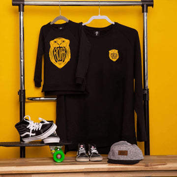 Kids Crewneck Sweatshirt - 'Roar' - Black