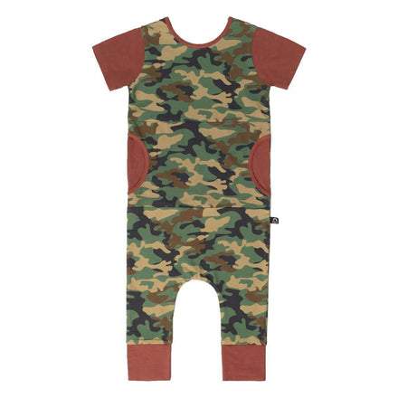 Short Sleeve Peek Pocket Rag - 'Camo' - Maroon Sleeves