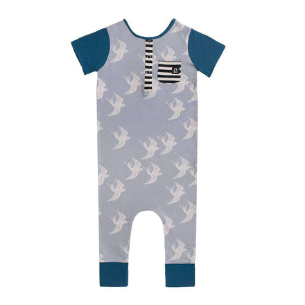 Short Sleeve Henley Rag - 'Headed South' - Sleet