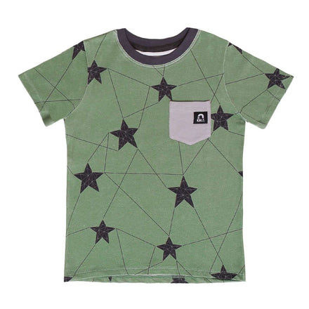 Short Sleeve Chest Pocket Tee - 'Winter Star' - Green
