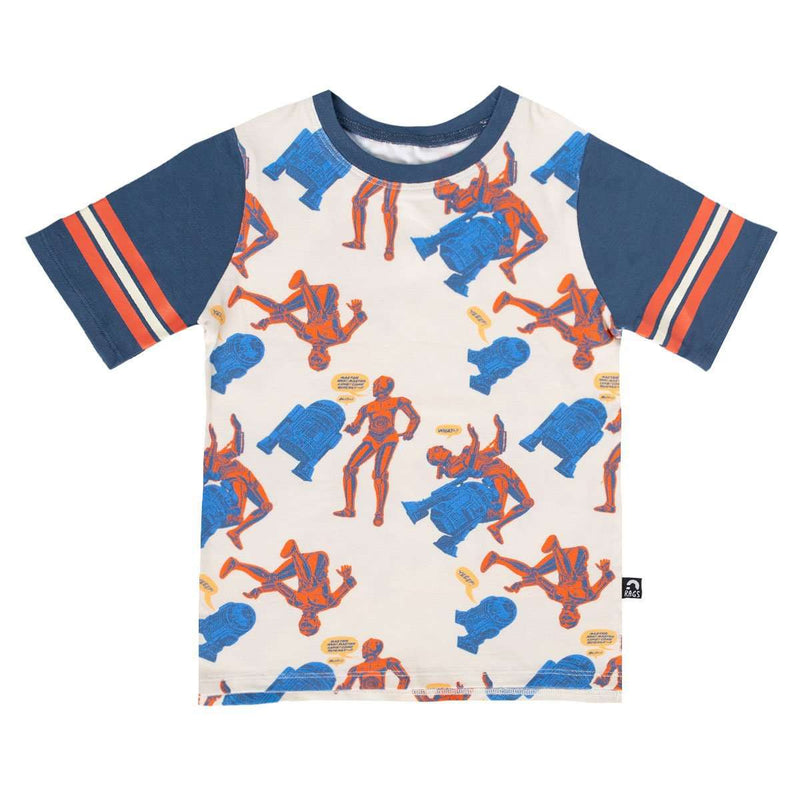 Retro Sleeve Kids Tee - 'Droids Pattern' - Star Wars Collection from RAGS