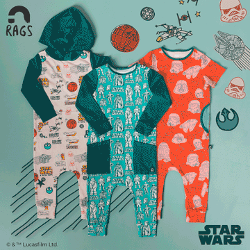 Short Sleeve Peek Pocket Rag Romper - 'Star Wars Floral' - Star Wars Collection from RAGS
