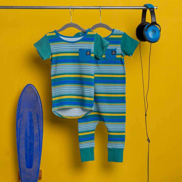 Kids OG Style Tee - 'Southwestern Stripe' - Jungle Green