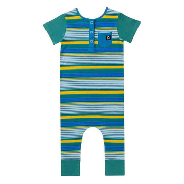 Short Sleeve Henley Rag - 'Southwestern Stripe' - Jungle Green
