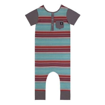 Short Sleeve Henley Rag - 'Fall Sunrise Stripe'