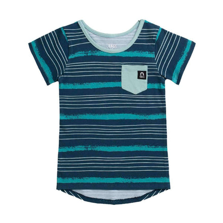 Short Sleeve Chest Pocket Tee - 'Artsy Stripe' - Midnight