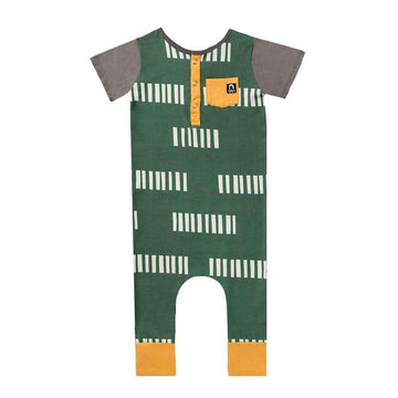 Short Sleeve Henley Rag - 'Tallies' - Myrtle Green