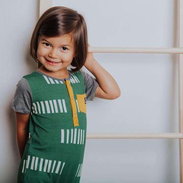 Short Sleeve Henley Rag - 'Tallies' - Myrtle Green